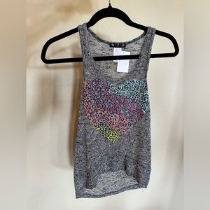 Tank top with rainbow bejeweled heart